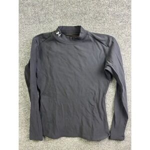 Under Armour ColdGear Mock Neck Top Women Large Black Long Sleeve Compression
